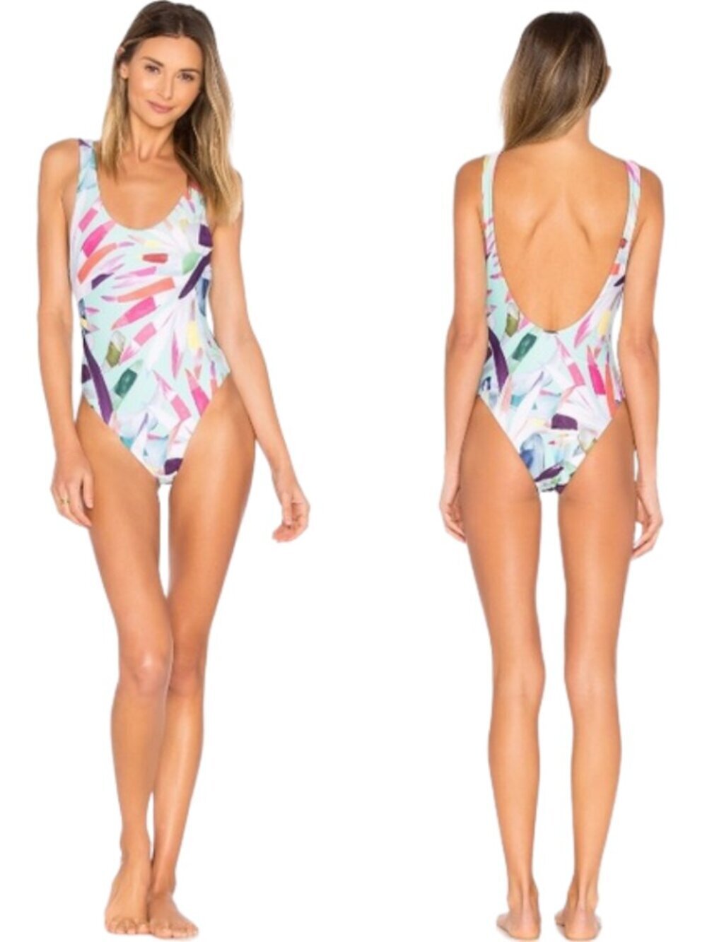 Mara Hoffman Mia Marimba One Piece Swimsuit Women's Large Aqua Revolve $225 NWT